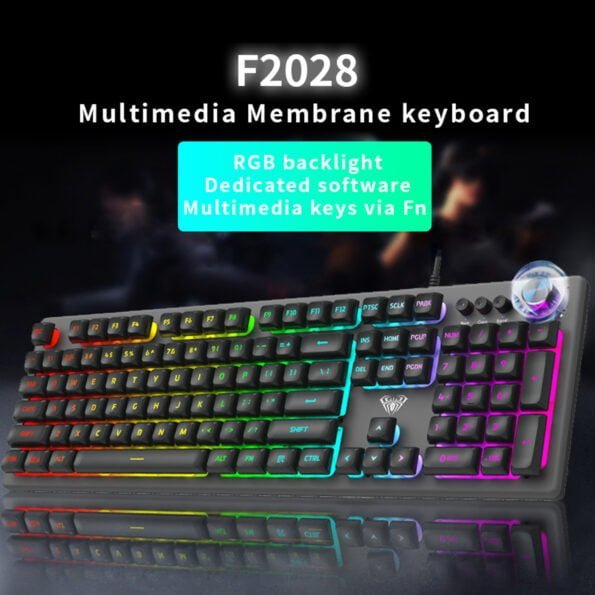 AULA F2028 Wired USB Membrane Gaming Keyboard Black