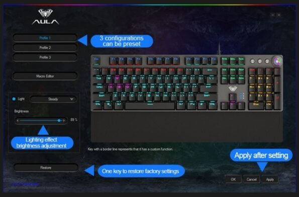 AULA Wired Mechanical Gaming Keyboard F2058