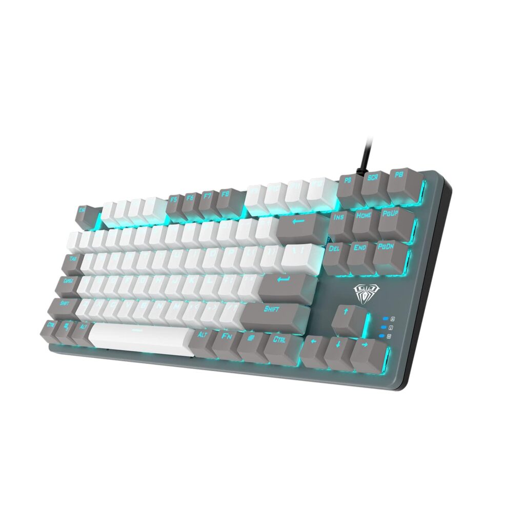 AULA F3287 Wired Mechanical Gaming Keyboard | Grey White, Blue Switch (F3287GW)