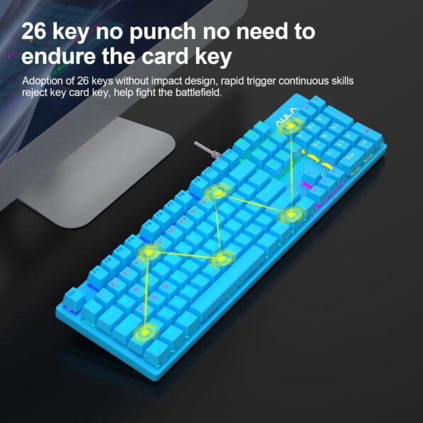 AULA S2022U Wired Mechanical Gaming Keyboard Blue