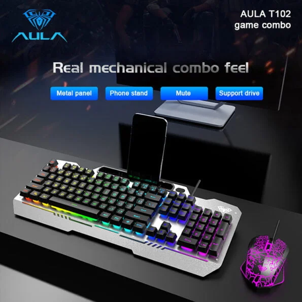 AULA T102 Gaming Keyboard and Mouse Combo Black