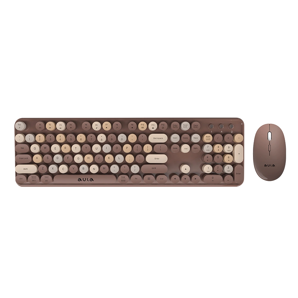 Refurbished Aula AC306 Type2 Wireless Multiple Colorful Gaming Keyboard and Mouse Combo | Brown (R-AC306Br2)