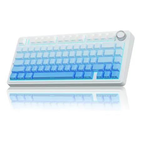 AULA F75 75% Side Engraved Keycaps Tri Mode Wireless Mechanical Gaming Keyboard  With Knob | Blue Star Vector Switch (F75US)