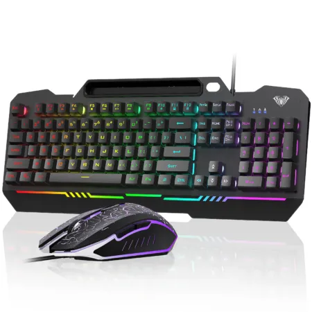 AULA T102 Wired Gaming Keyboard and Mouse Combo | Black Panel Black Keycaps(T102TB)