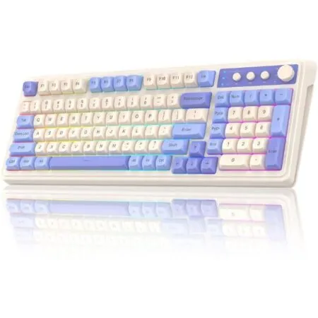 Refurbished AULA S99 Three-Mode Membrane Gaming Keyboard | Blue & White (R-S99UW)
