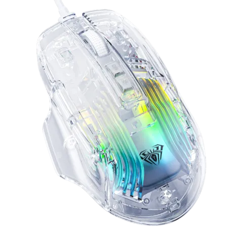 Aula S80 Transparent Wired Gaming Mouse (White)