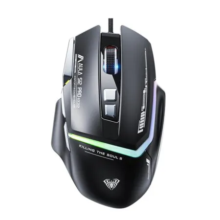 AULA S12Pro Wired Gaming Mouse,12800 DPI Optical Gamer Mouse | Black (S12ProB)