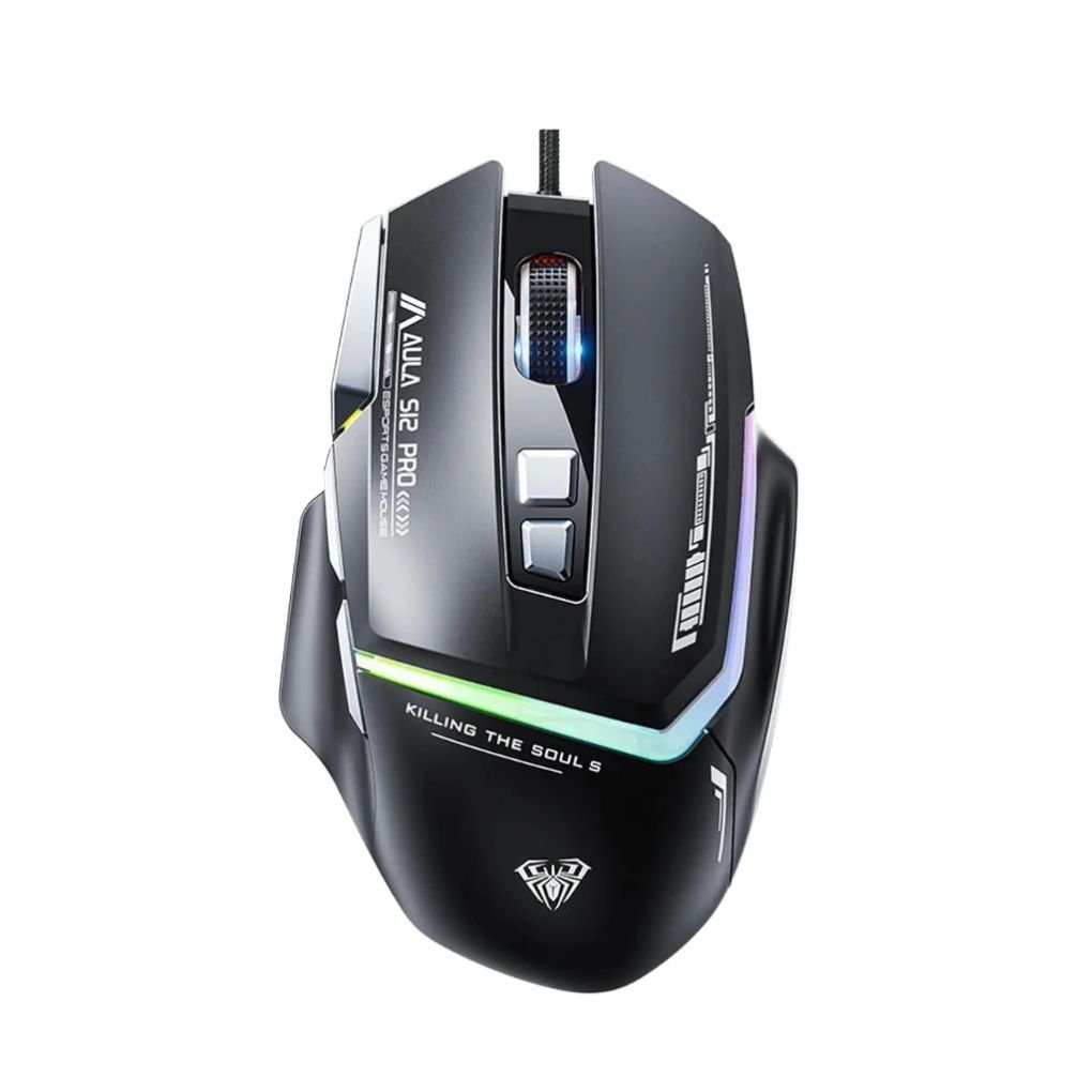 AULA S12Pro Wired Gaming Mouse,12800 DPI Optical Gamer Mouse | Black (S12ProB)