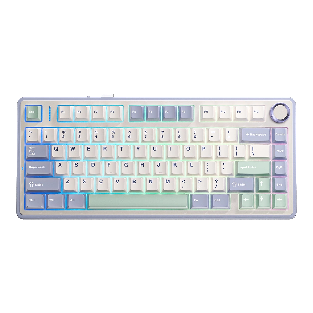 Refurbished Aula F75 75% Three-Mode Mechanical Gaming Keyboard With Knob | Cedar Green Ice Vein Switch (R-F75CGV)