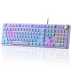 AULA F2088Pro Full Size USB Wired Mechanical Gaming Keyboard with Media Knob | Purple, Blue Switches (F2088ProPr)