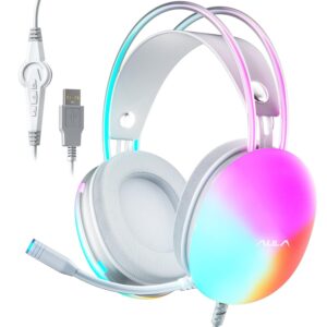 Refurbished AULA S505 Wired Music Gaming Headset RGB Headband Transparent | Pink (R-S505P)