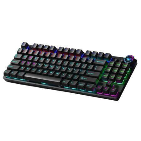 AULA M75 Tri-Mode (2.4G/Bluetooth/Wired) Hot Swappable RGB Backlit Wired Mechanical Gaming Keyboard | Black - Red Switches (M75B)