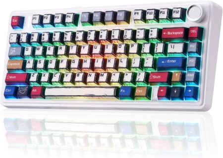 AULA F75 75% Wireless RGB Backlit Tri-Mode Gaming Mechanical Keyboard With Knob | Comic Keycap - Reaper Switches (F75CKR)