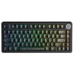 AULA F75 75% Side Engraved Tri Mode TKL 80 Keys Wireless Mechanical Gaming Keyboard With Knob | Black Contour - Star Vector Switches (F75BCS)