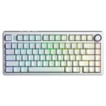 AULA F75 75% Side Engraved Tri Mode TKL 80 Keys Wireless Mechanical Gaming Keyboard With Knob | White Contour - Star Vector Switches (F75WCS)