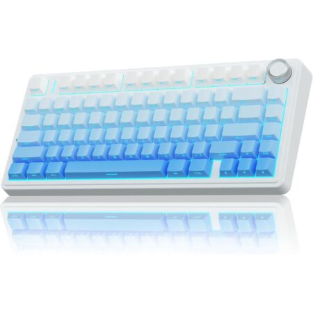 Refurbished AULA F75 75% Side Engraved Keycaps Tri Mode Wireless Mechanical Gaming Keyboard  With Knob | Blue Star Vector Switch (R-F75US)