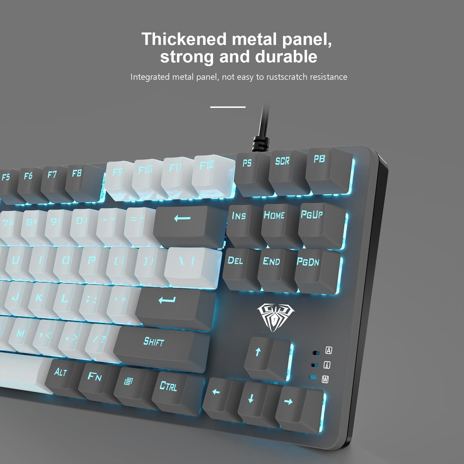 4 AULA Wired Mechanical Gaming Keyboard F3287 – Grey White