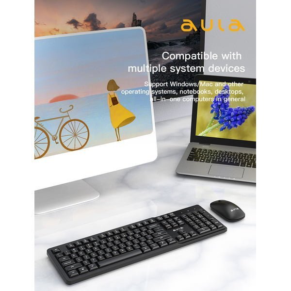 AC202_2 Aula AC202B Wireless Keyboard & Mouse Combo Black