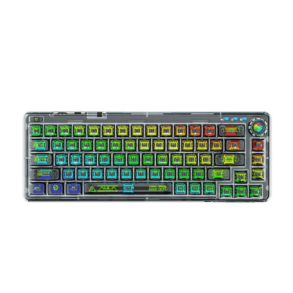 Aula F68 3 in 1 Hot-Swappable Transparent Mechanical Gaming Keyboard | Black (F68B)