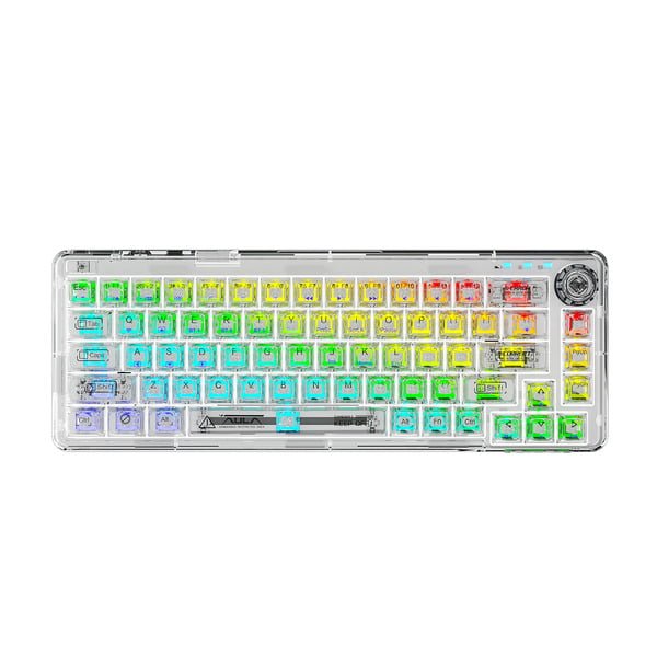 Aula F68 3 in 1 Hot-Swappable Transparent Mechanical Gaming Keyboard | White (F68W)