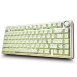 AULA F75 75% Side Engraved Tri Mode TKL 80 Keys Wireless Mechanical Gaming Keyboard With Knob | White Contour - Star Vector Switches (F75WCS)