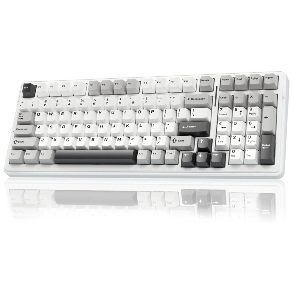 Refurbished AULA F99 3 in 1 Hot Swappable RGB Wireless Mechanical Gaming Keyboard | Gray White Graywood Switch (R-F99GrWW)