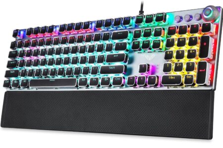 Refurbished AULA F2088 RGB Wired Mechanical Gaming Keyboard With Knob | Black, Blue Switch (R-F2088B)