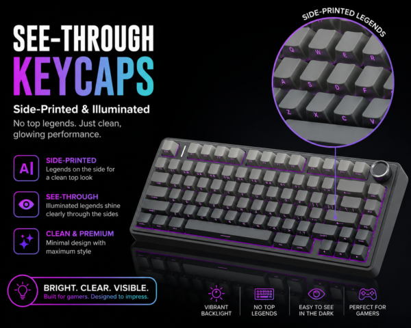 AULA F75 75% Side-Engraved Keycaps Wireless Trio Mode Mechanical