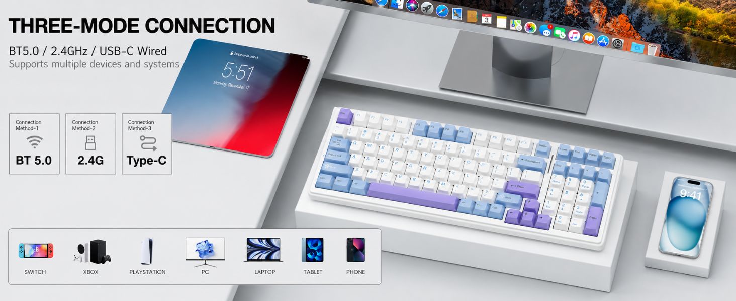 tri mode gaming mechanical keyboard