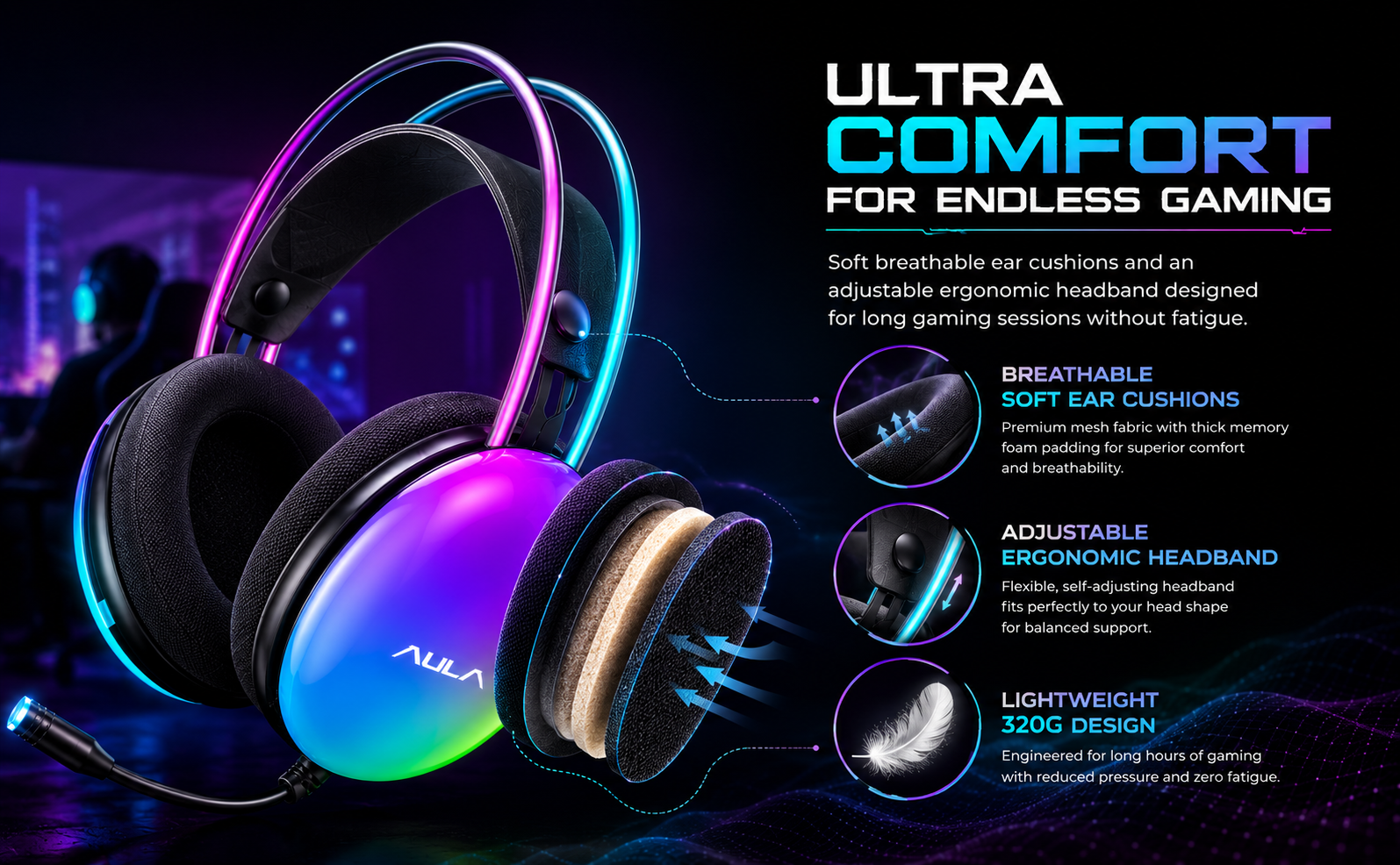 wired gaming headphone