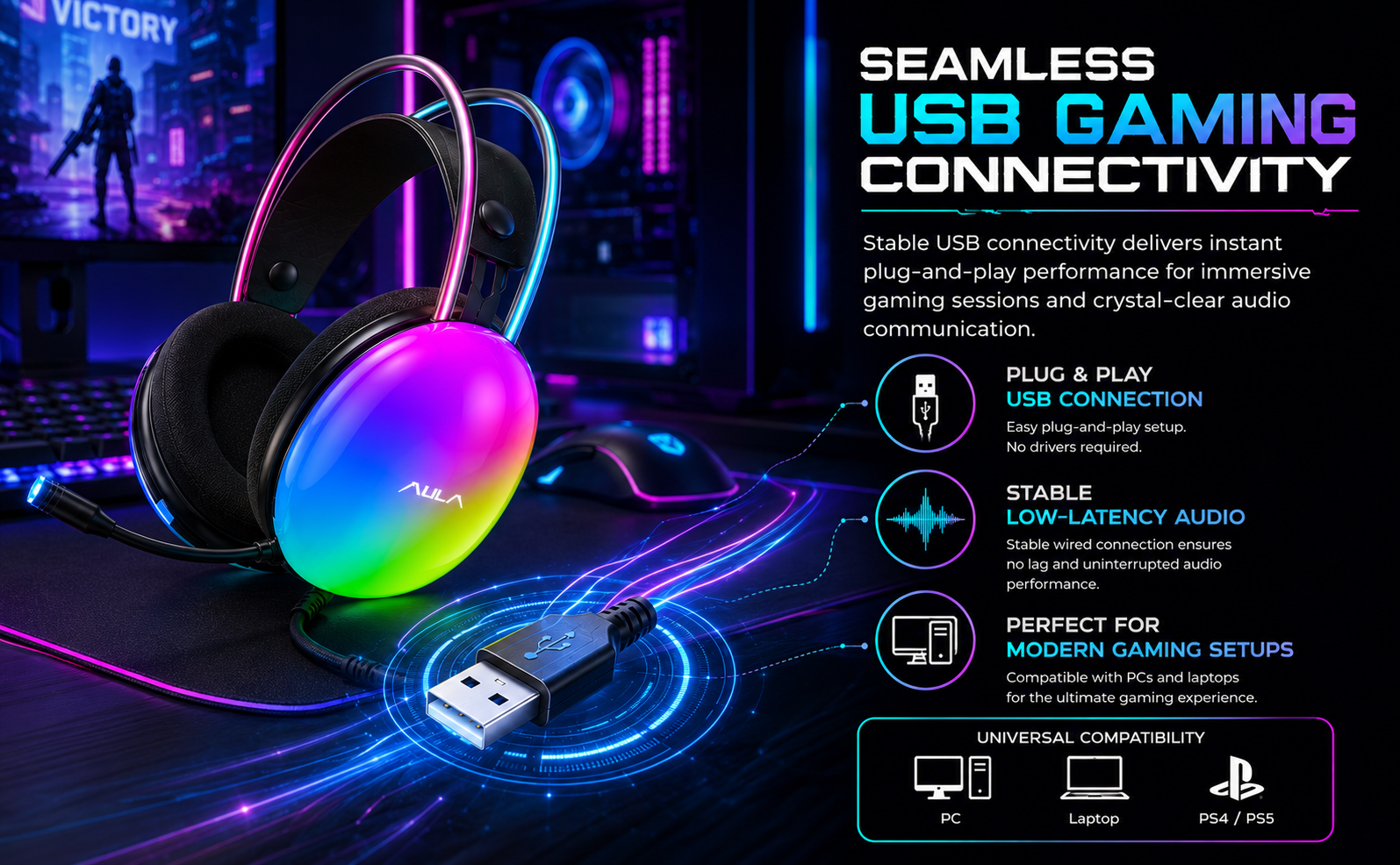usb gaming headphone with mic