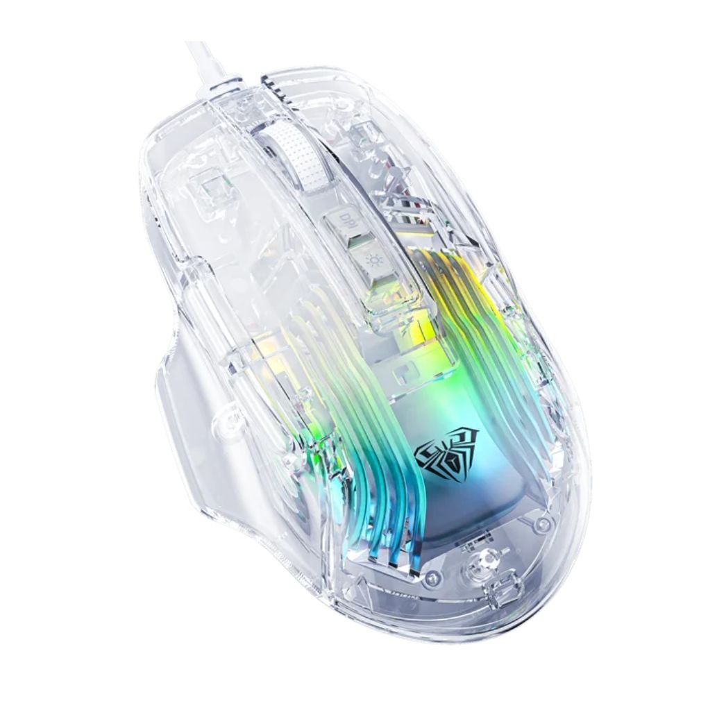 AULA S80 Transparent Wired Gaming Mouse | Adjustable 7200DPI, Switchable Light Effects | Compatible With WIN98/2000/XP/Vista/7/8/10 | Transparent White (S80)