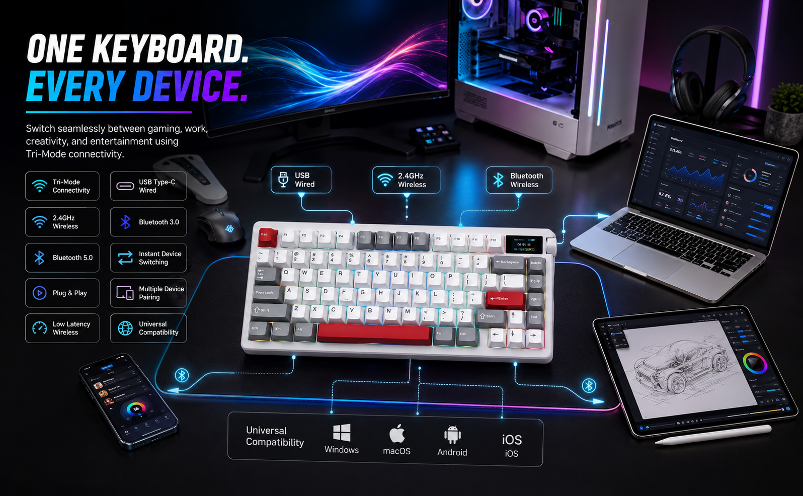 tri mode gaming keyboard