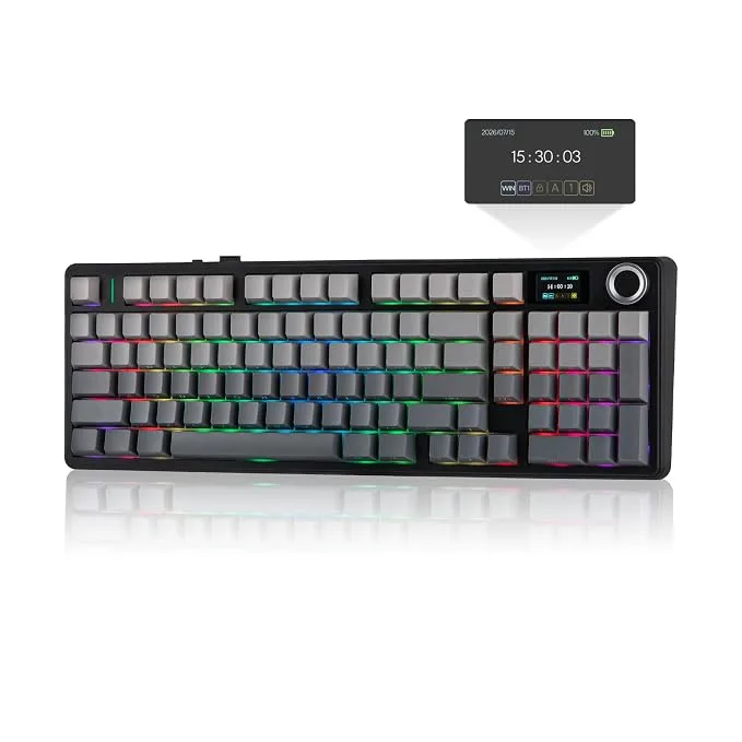 AULA F99 Max 96% Side-Engraved Tri-Mode Mechanical Keyboard with TFT Screen & Knob | Gradient Gray, Reaper Switch (F99MaxGrR)